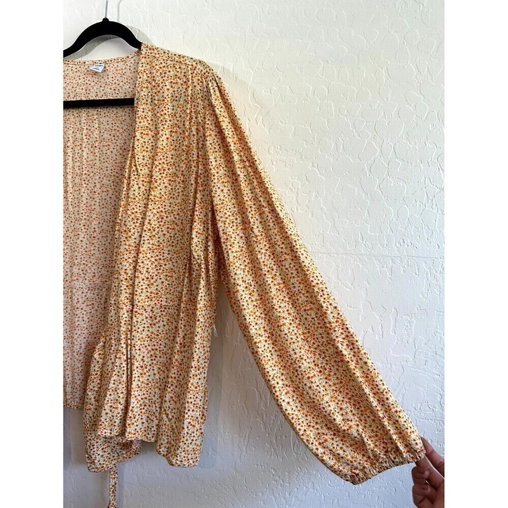 Old Navy Open Front Floral Blouse‎ Top Women's Size XXL Orange Tie-Waist - Picture 11 of 16